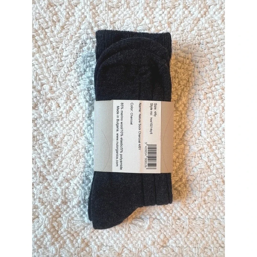 Nui Organics Nature Socks Charcoal 4/6y